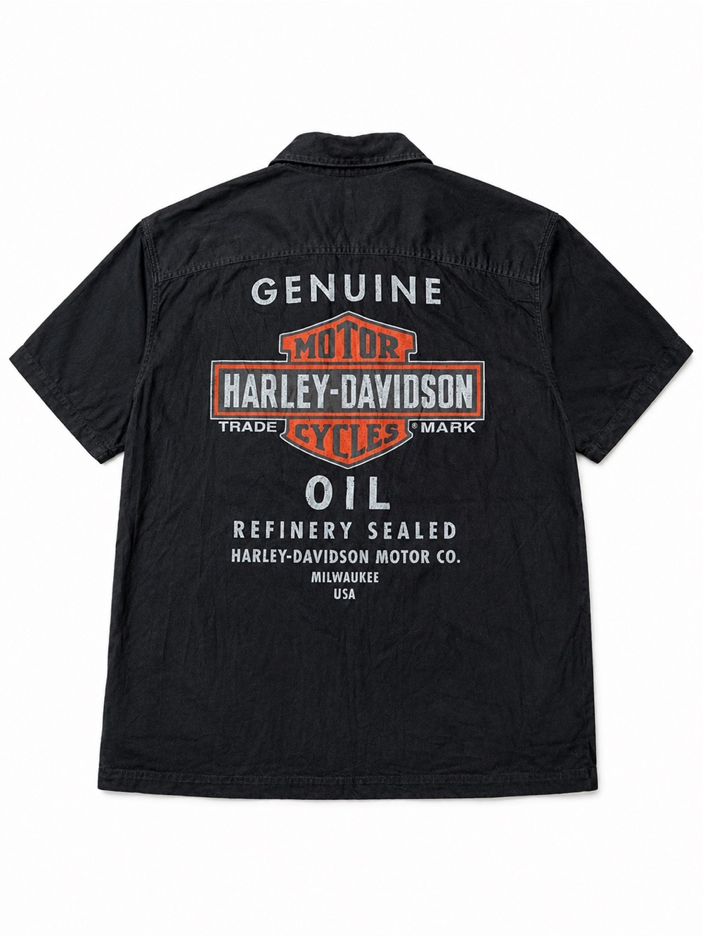 Harley-Davidson Men’s 2XL Button Up Shirt 2009 Oil Refinery Logo Short Sleeve